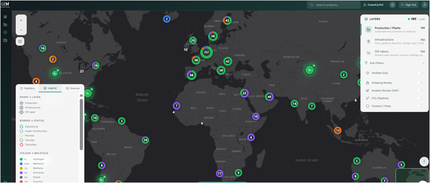 GreenEarthX Ecosystem Navigator GeoMap